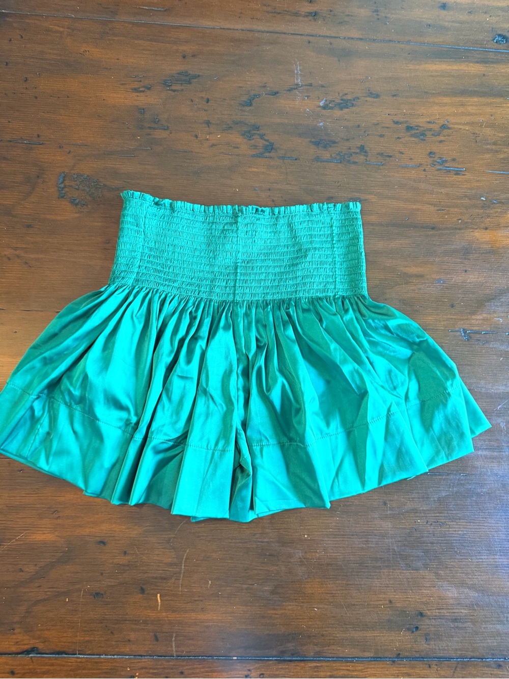 Natural Life Teal/Emerald Green Smocked Bow Skort Shorts Size Small